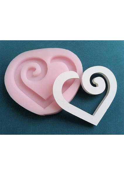 9cm Kalp Aşk Sevgi Askı Silikon Kalıp K-558, Polyester Kokulu Taş Sabun Alçı Mum Kalıbı