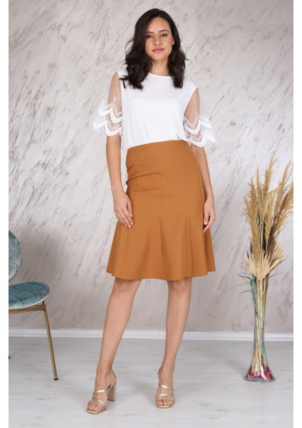 kadın Mevsimlik Parçalı kloş Midi Etek 1896/63