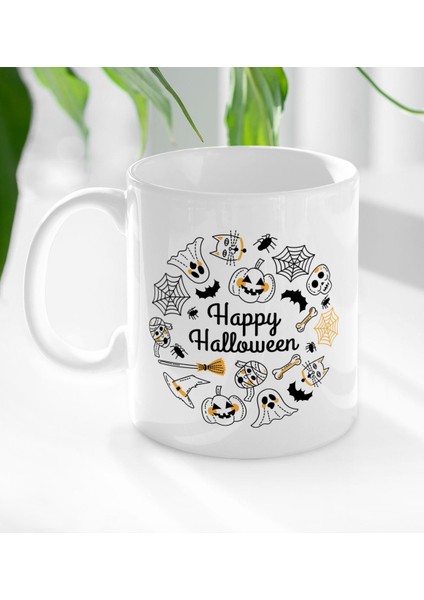 Gift Happy Halloween Tasarımlı Beyaz Kupa Bardak-5