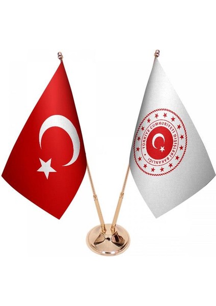 Masaüstü Dışişleri Bakanlığı Bayrağı Türk Bayrağı Ikili Pirinç Direk Masa Bayrak Seti