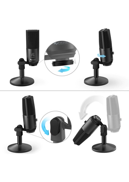 K670B USB Mikrofon - Yayıncı - Gamer - Youtuber - Bilgisayar - Podcast Mikrofonu (Siyah)