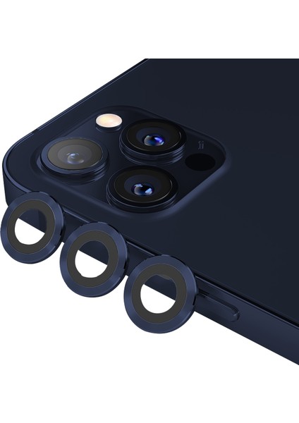 Mini Metal Ring Iphone 11 Pro/11 Pro Max Lens Koruyucu 3'lü Takım Lacivert