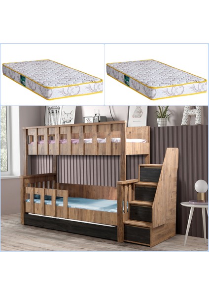 Ranza Diva Mdf Profil Diva Ayrılabilir Yavrulu Ranza + 2 Adet Comfort Yatak