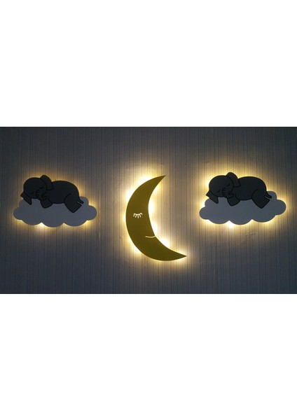 Dekoratif Ahşap Çocuk Odası Ledli Gece Lambası