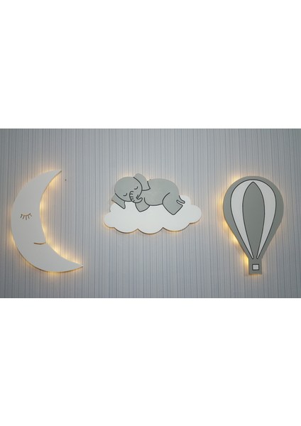 Dekoratif Ahşap Çocuk Odası Ledli Gece Lambası