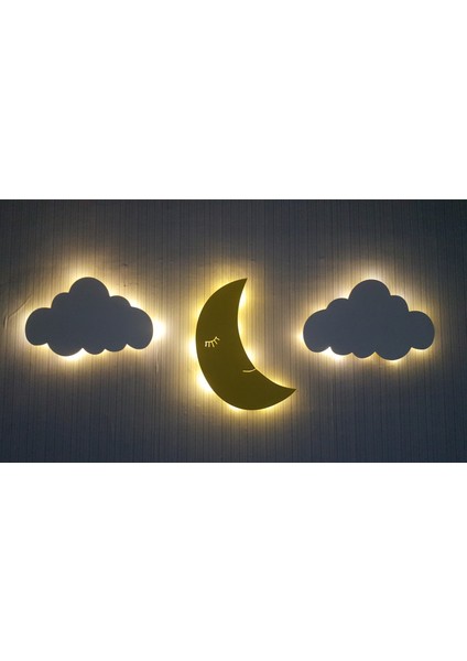 Dekoratif Ahşap Çocuk Odası Ledli Gece Lambası