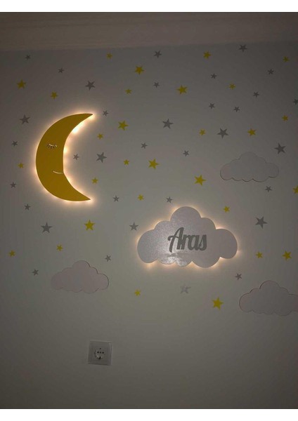 Dekoratif Ahşap Çocuk Odası Ledli Gece Lambası
