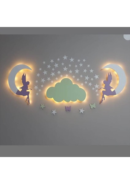 Dekoratif Ahşap Çocuk Odası Ledli Gece Lambası