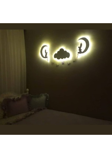 Dekoratif Ahşap Çocuk Odası Ledli Gece Lambası