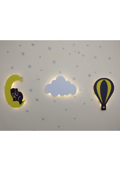 Dekoratif Ahşap Çocuk Odası Ledli Gece Lambası