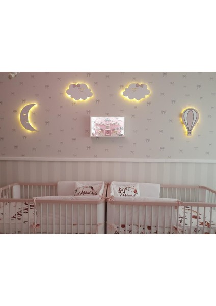 Dekoratif Ahşap Çocuk Odası Ledli Gece Lambası