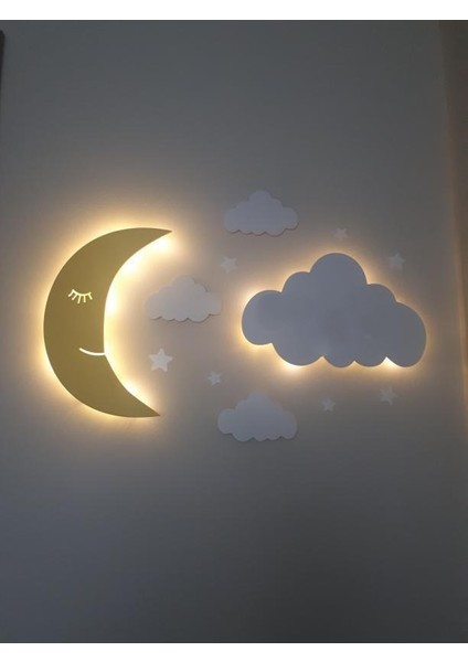 Dekoratif Ahşap Çocuk Odası Ledli Gece Lambası