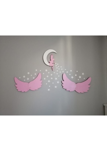 Dekoratif Ahşap Çocuk Odası Ledli Melek Kanadı Perikızı Gece Lambası modelleri