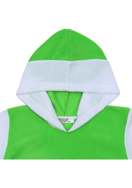 Çocuk Polar Sweatshirt Fıstık Yeşili, Beyaz Kapüşonlu, Kanguru Cepli Kız-Erkek Unisex 1-8 Yaş modelleri
