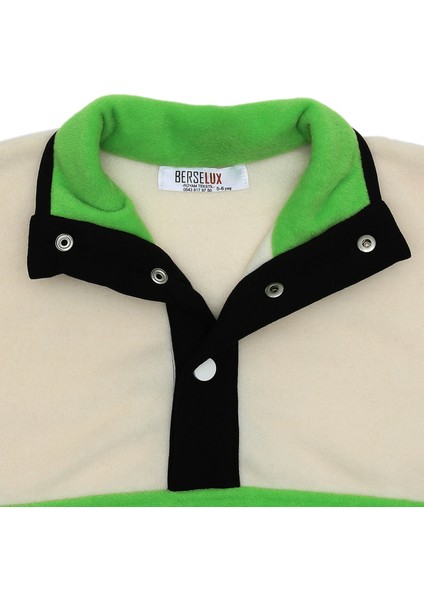 Fıstık Balıkçı Yaka Çıtçıtlı Kız-Erkek Çocuk Unisex Polar Sweatshirt. Yeşil,krem,siyah modelleri