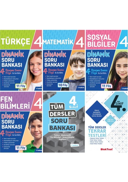 Tudem Yayınları 4. Sınıf 6'lı Set (Dinamik Serisi + Tüm Dersler Soru B. + Tekrar