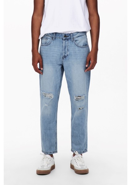 Erkek Yırtık Kot Pantolon Onsavı Beam Lıfe Crop Lblu modelleri