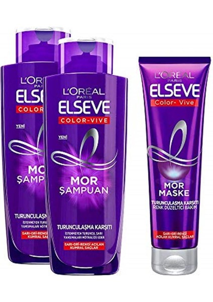 Loreal Paris Elseve Mor Şampuan ve Bakım 3'lü Set Şampuan