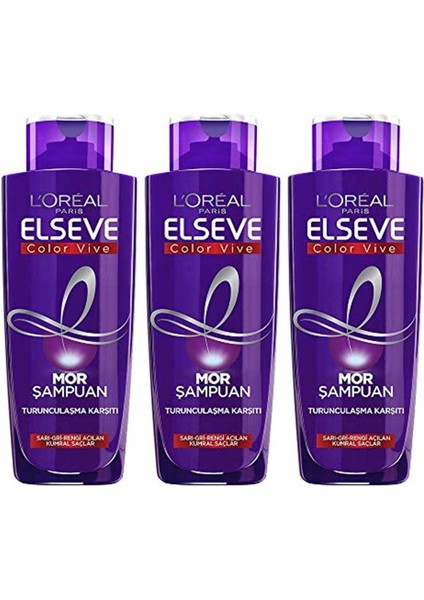 Loreal Paris Elseve 3'lü Turunculaşma Karşıtı Mor Şampuan 200 ml Seti Şampuan