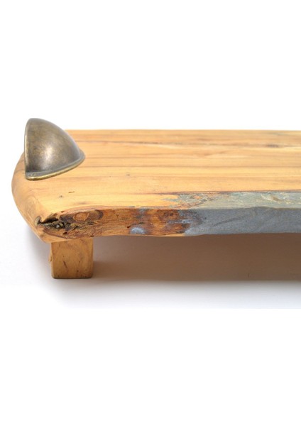 Dekoratif Ahşap Tepsi Oval Kulplu