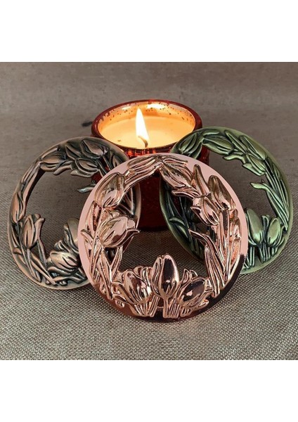 F Fityle Vintage Delikli Yaprak Desenleri Kavanoz Mum Topper Kapak Aksesuarları Gölge Bronz (Yurt Dışından)