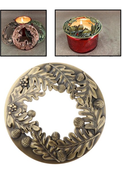 F Fityle Vintage Delikli Yaprak Desenleri Kavanoz Mum Topper Kapak Aksesuarları Gölge Bronz (Yurt Dışından)