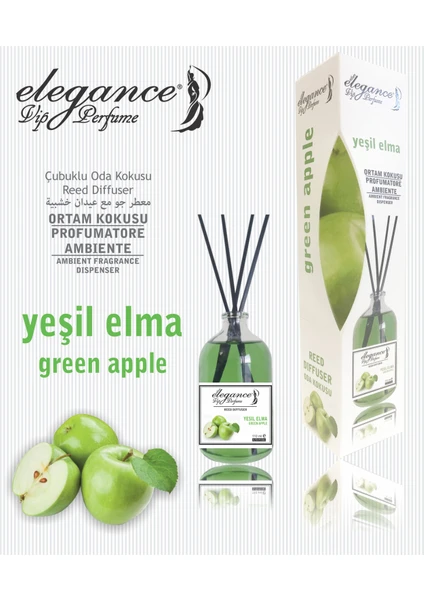 Elegance Vip Perfume Yeşil Elma Reed Diffuser Bambu Çubuklu Oda Kokusu 110 ml