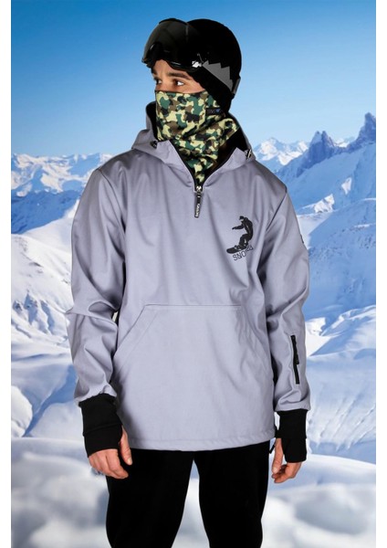 Gri Tasarım Yaka Fermuarlı Snowboard Montu SS7731 modelleri
