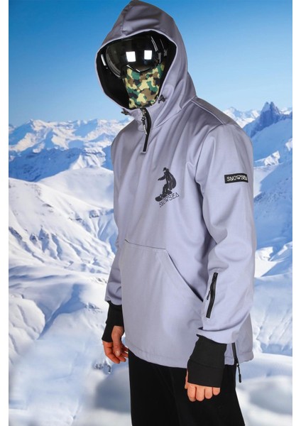 Gri Tasarım Yaka Fermuarlı Snowboard Montu SS7731 fırsatları