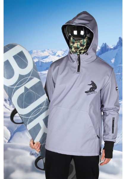 Gri Tasarım Yaka Fermuarlı Snowboard Montu SS7731 indirimleri