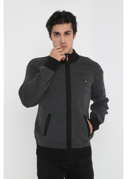 Baba Süper Battal Triko Fermuarlı Örme Hırka & Kazak