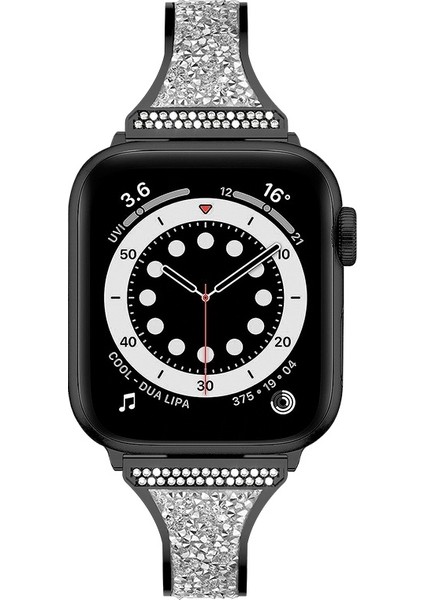 Elmas Encrusted Deri Kayış Watchband Için Elma Izle Serisi 7 45MM / 6 & Gd & 5 & 4 44MM / 3 & 2 & 1 42MM Siyah (Yurt Dışından) fiyatları