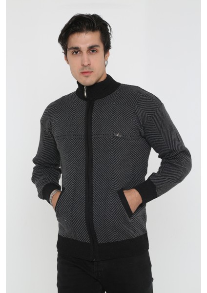 Baba Süper Battal Triko Fermuarlı Örme Hırka & Kazak