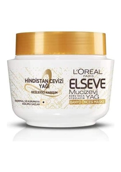 Loreal Paris L'oréal Paris Elseve Hindistan Cevizi & Değerli Yağlar Eşsiz Karışım Banyo Öncesi Maske, 300 ml