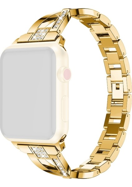 Elmas Encrusted Paslanmaz Çelik Kayış Watchband Için Elma Izle Serisi 7 45MM / 6 & Gd & 5 & 4 44MM / 3 & 2 & 1 42MM Siyah (Yurt Dışından)