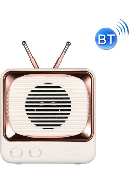 BD13 Tv Şekli Retro Bluetooth Kablosuz Hoparlör Mini Taşınabilir Kart Ses Beyaz (Yurt Dışından)