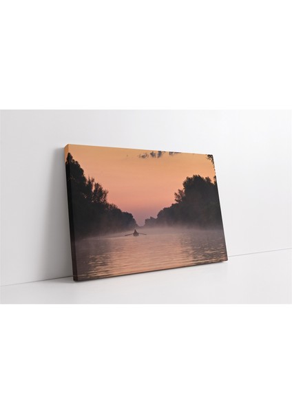 Gölde Kayık Kanvas Tablo