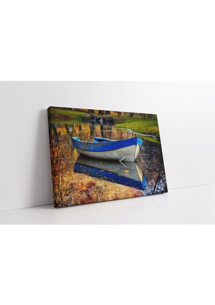 Gölde Kayık Kanvas Tablo