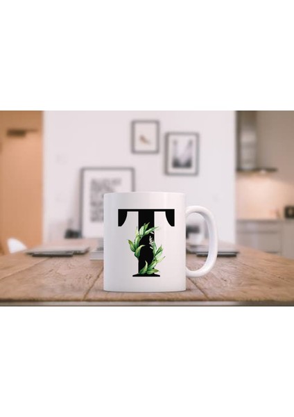 T Harfli Baskılı Kupa