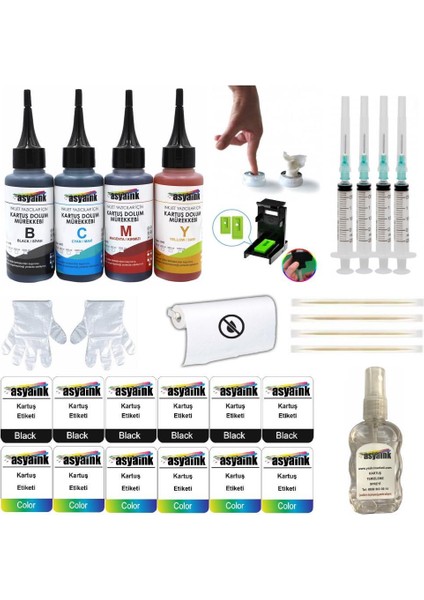 3639 Uyumlu Kartuş Dolum Seti Renkli 4'lü Set