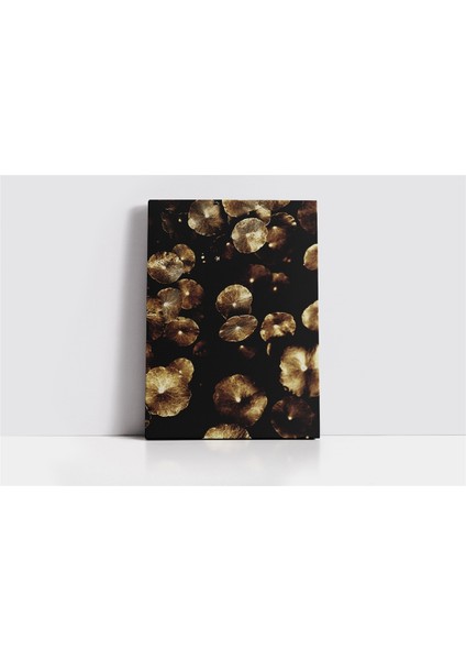 Siyah Zemin Altın Mantarlar Kanvas Tablo fiyatları