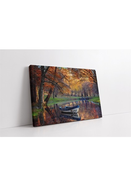 Gölde Kayık Kanvas Tablo