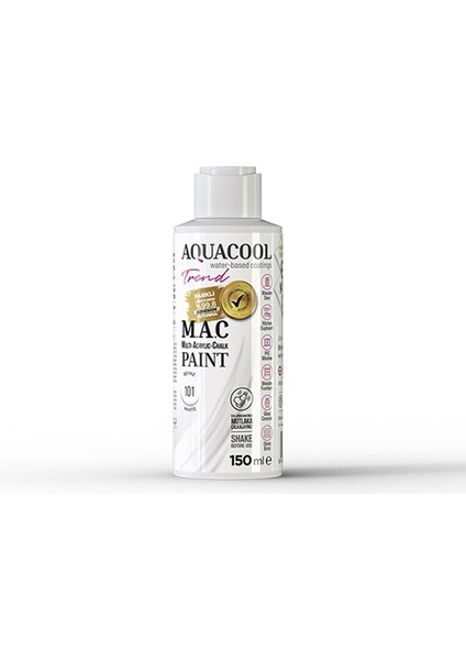 Trend M.a.c Su Bazlı Akrilik Hobi Boyası 101 Beyaz 150 ml