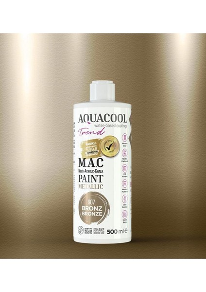 M.a.c Su Bazlı Akrilik Metalik Boya 907 - Bronz 500 ml