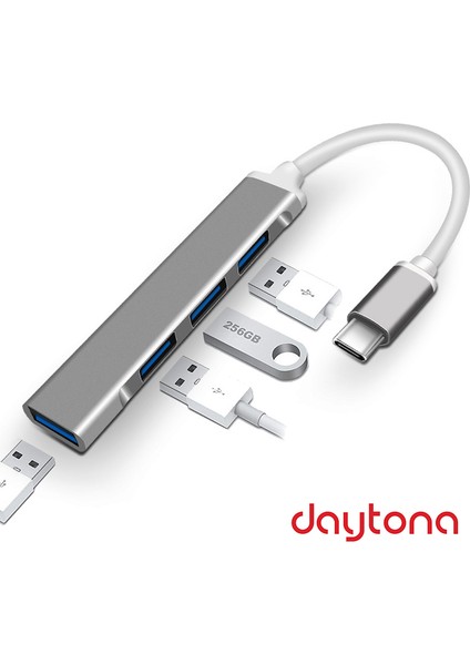 809-CC Macbook Uyumlu Type-C to 4* USB 3.0 Splitter 5 Gbps Çevirici Hub Adaptör