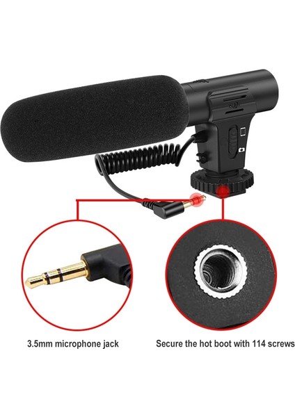 KIT-01LM Video Çekim Mikrofonlu LED Işıklı Taşınabilir Tripod Siyah (Yurt Dışından)