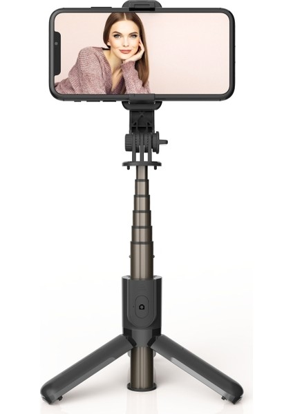 L10 Mini Bluetooth Selfie Çubuğu Tripod Siyah (Yurt Dışından)