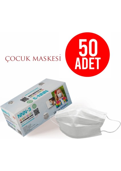 Beyaz Cerrahi Çocuk Maske 50 Adet