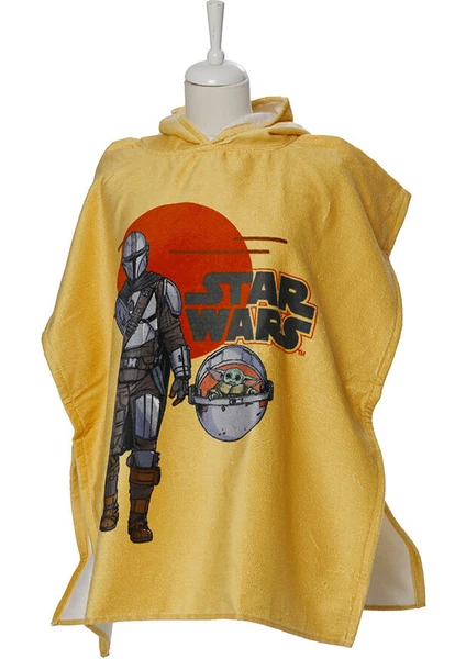 Starwars Mandalorian Disney Lisanslı Kadife Çocuk Panço 4/9 Yaş