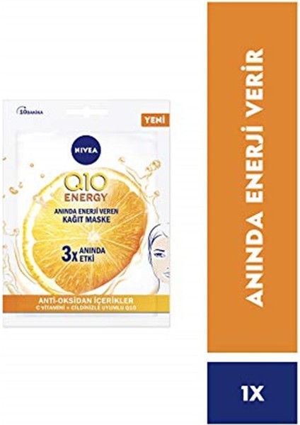 Face Q10 Energy Kağıt Yüz Maskesi 28 gr (1 x 28 Gr)Yüz Maskesi